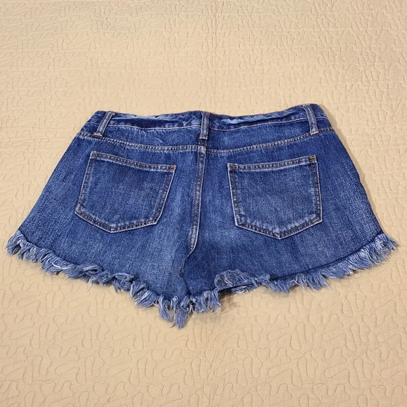 Mossimo Denim American Flag patriotic disstressed jean shorts size 10 - Picture 7 of 8